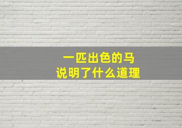 一匹出色的马说明了什么道理