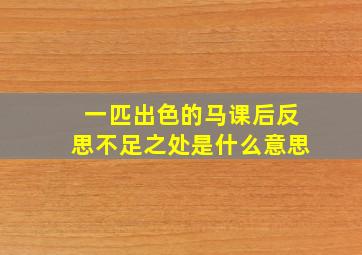 一匹出色的马课后反思不足之处是什么意思