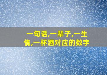 一句话,一辈子,一生情,一杯酒对应的数字