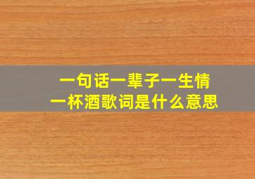 一句话一辈子一生情一杯酒歌词是什么意思