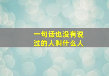 一句话也没有说过的人叫什么人