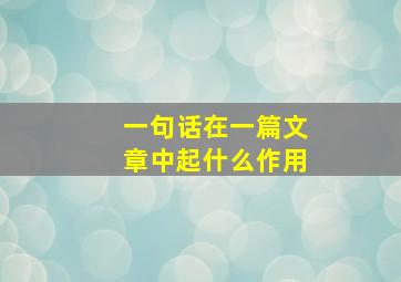 一句话在一篇文章中起什么作用