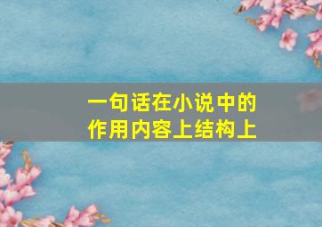 一句话在小说中的作用内容上结构上