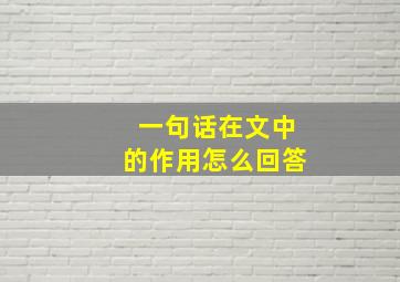 一句话在文中的作用怎么回答