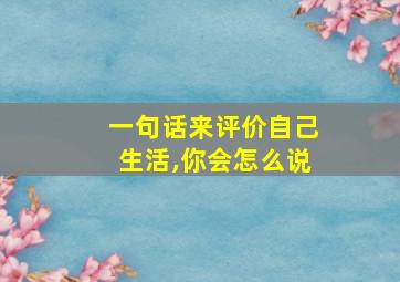 一句话来评价自己生活,你会怎么说