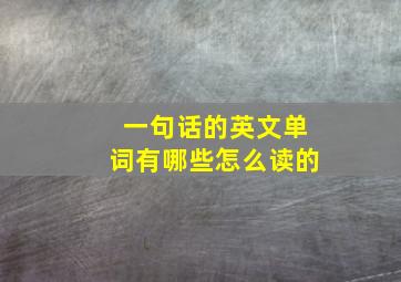 一句话的英文单词有哪些怎么读的