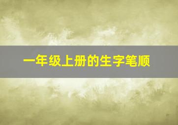 一年级上册的生字笔顺