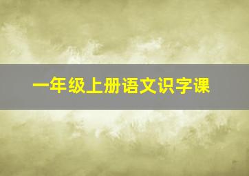 一年级上册语文识字课