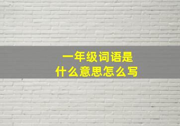 一年级词语是什么意思怎么写