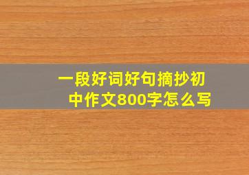 一段好词好句摘抄初中作文800字怎么写