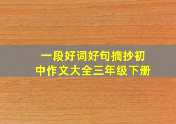 一段好词好句摘抄初中作文大全三年级下册