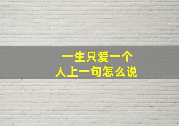 一生只爱一个人上一句怎么说