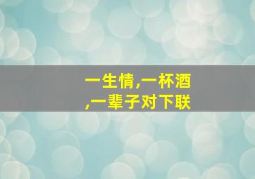 一生情,一杯酒,一辈子对下联