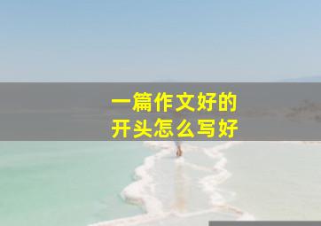 一篇作文好的开头怎么写好