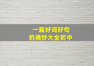 一篇好词好句的摘抄大全初中