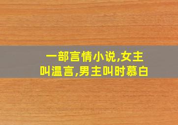 一部言情小说,女主叫温言,男主叫时慕白