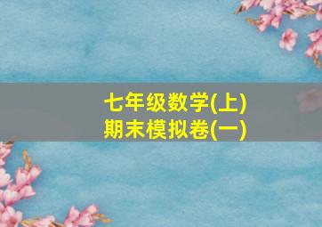 七年级数学(上)期末模拟卷(一)