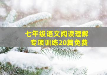 七年级语文阅读理解专项训练20篇免费