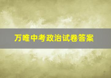 万唯中考政治试卷答案