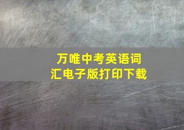 万唯中考英语词汇电子版打印下载