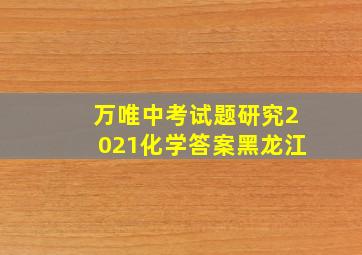 万唯中考试题研究2021化学答案黑龙江