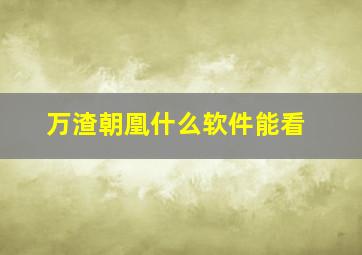 万渣朝凰什么软件能看