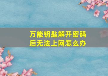 万能钥匙解开密码后无法上网怎么办