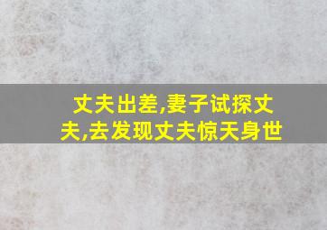 丈夫出差,妻子试探丈夫,去发现丈夫惊天身世