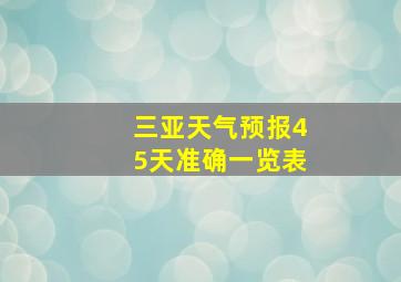 三亚天气预报45天准确一览表