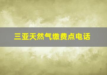 三亚天然气缴费点电话