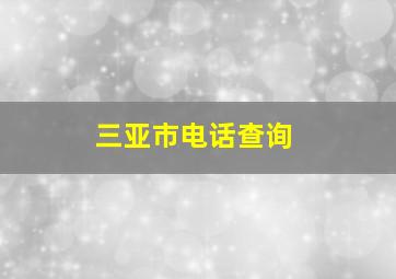 三亚市电话查询