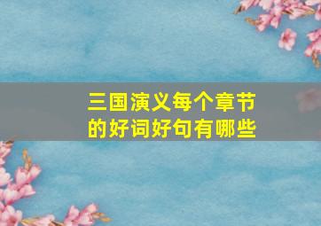 三国演义每个章节的好词好句有哪些