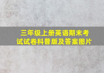 三年级上册英语期末考试试卷科普版及答案图片