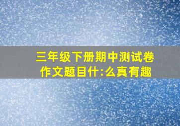 三年级下册期中测试卷作文题目什:么真有趣