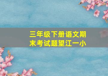 三年级下册语文期末考试题望江一小