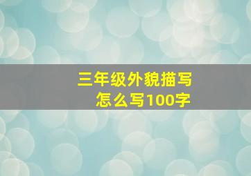 三年级外貌描写怎么写100字