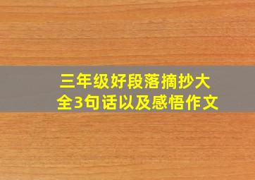 三年级好段落摘抄大全3句话以及感悟作文