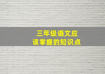 三年级语文应该掌握的知识点