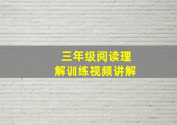 三年级阅读理解训练视频讲解