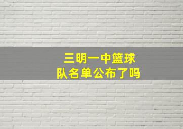 三明一中篮球队名单公布了吗