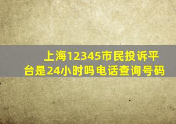 上海12345市民投诉平台是24小时吗电话查询号码