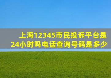 上海12345市民投诉平台是24小时吗电话查询号码是多少