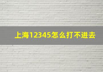 上海12345怎么打不进去