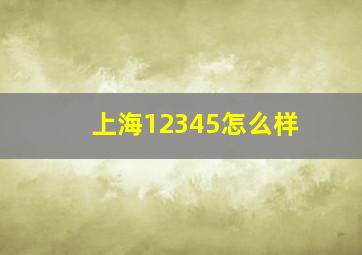 上海12345怎么样