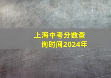 上海中考分数查询时间2024年