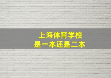 上海体育学校是一本还是二本