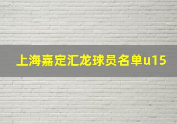 上海嘉定汇龙球员名单u15