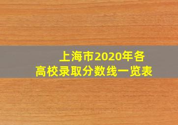 上海市2020年各高校录取分数线一览表