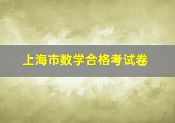 上海市数学合格考试卷