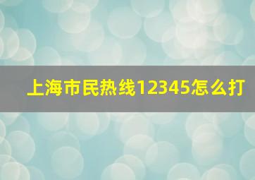 上海市民热线12345怎么打